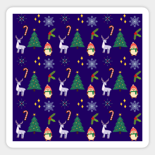 Cute Christmas pattern dark blue Sticker